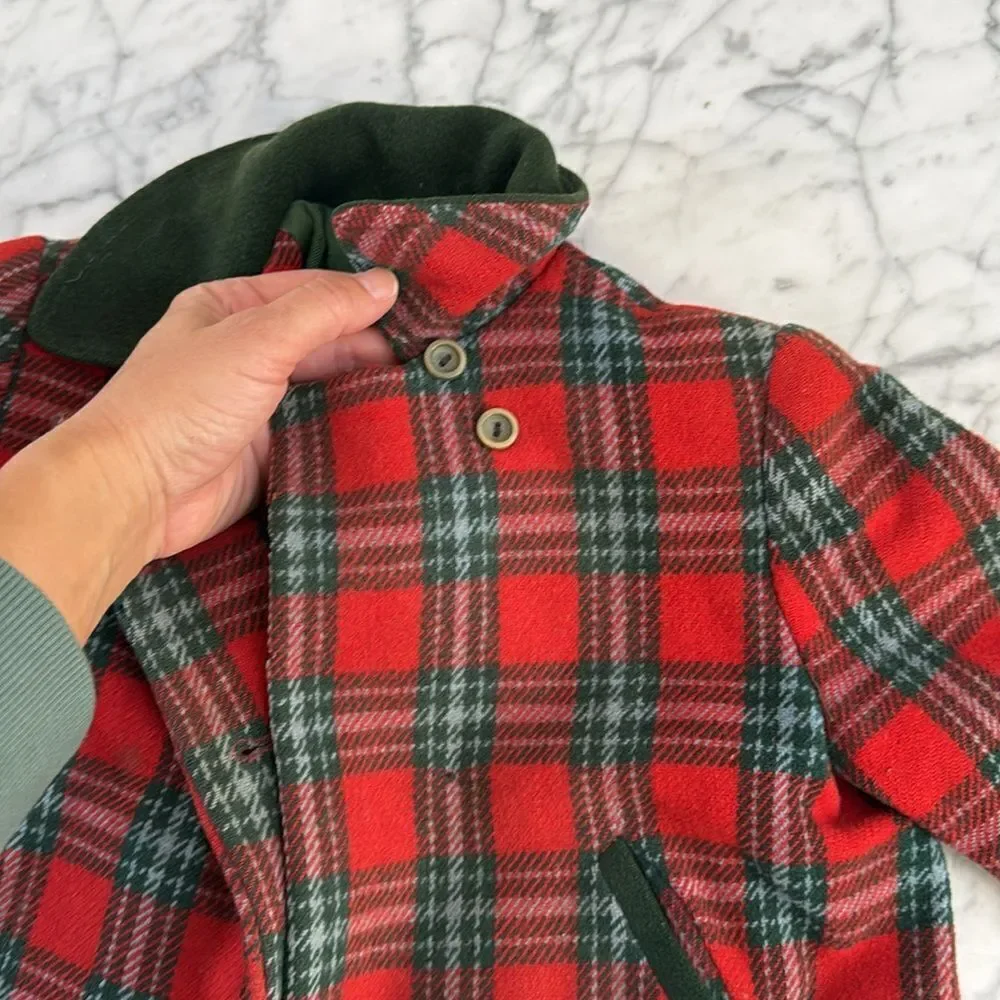 Vintage Plaid Wool Coat Peacoat Sz 4/5